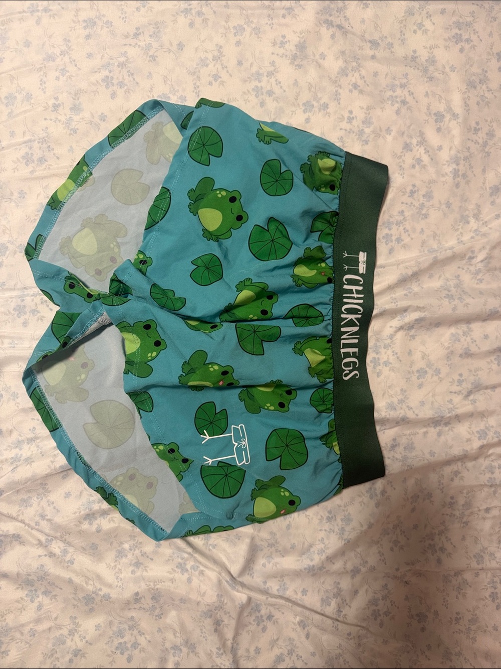ChicknLegs Frog Print Shorts- Teal & Green
